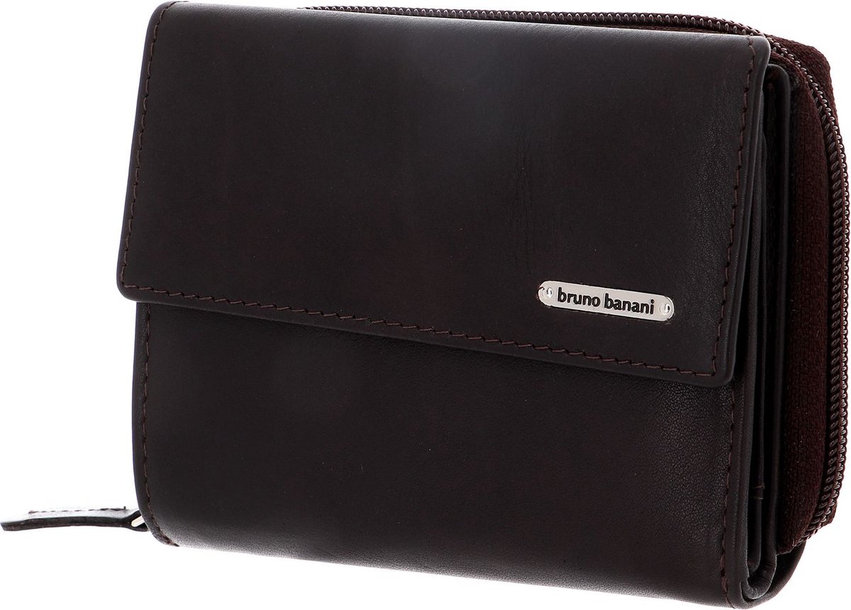 bruno banani Leren Portemonnee New York Wallet Zip With Flap Brown Bruine