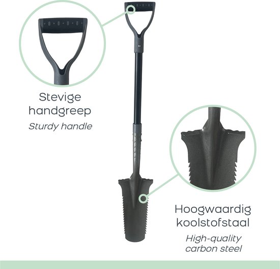 De Wortelkiller, Tuinspade met zaagtanden - Grijs - Tuinschep met vlijmscherpe messen - Tuingereedschap, Tuinschop, Bats, Spade, Schep, Schop - Root Killer, schep met zaagrand voor wortels van Talen Tools — afbeelding 2