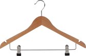 De Kledinghanger Gigant - 50 x Cintre chemisier / cintre chemise en bois de lotus laqué naturel avec encoches pour jupe et pinces antidérapantes, 44 cm