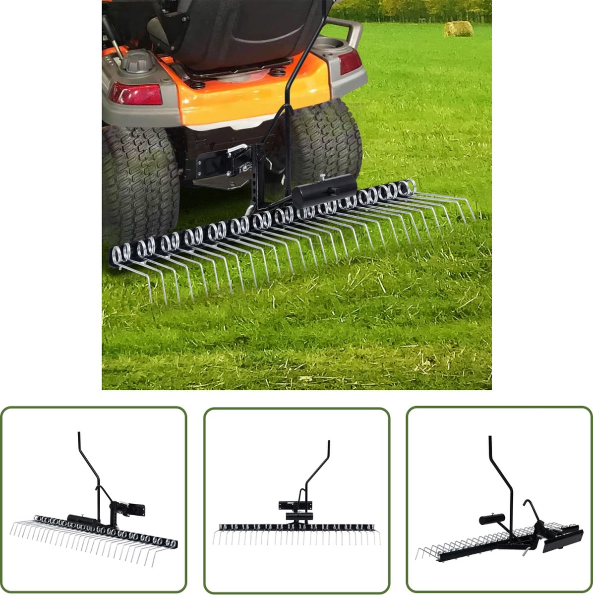 Scarificateur Pour Tondeuse Autoportée VidaXL - 100 Cm De Largeur, 20 Dents En Acier - Déchaume Et Aère Les Grandes Pelouses