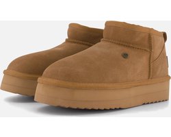 Warmbat Durack Suede Boot Plateau Dames Laarzen - Cognac