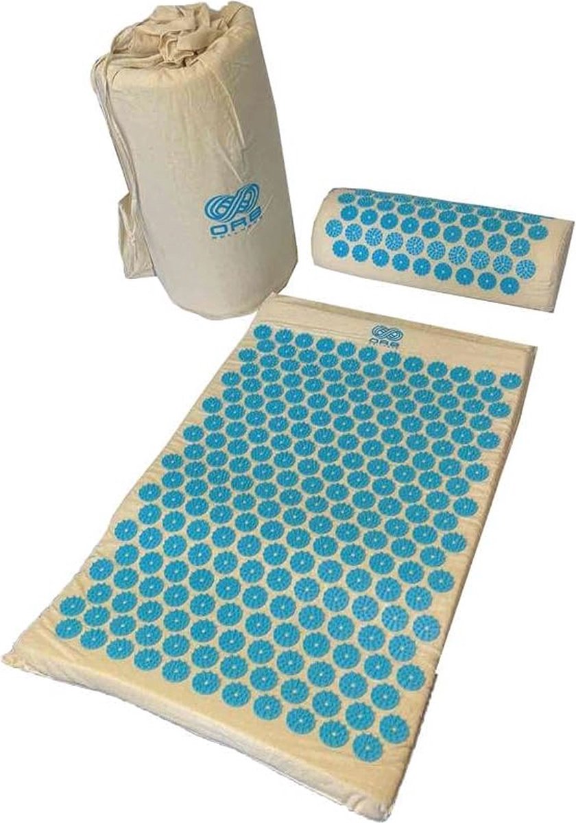 Goedkoopste Acupressuurmat en Kussenset voor Pijnbestrijding en Ontspanning Therapy - Ideaal voor Rug- en Nekpijn, Inclusief Draagtas, Blauw