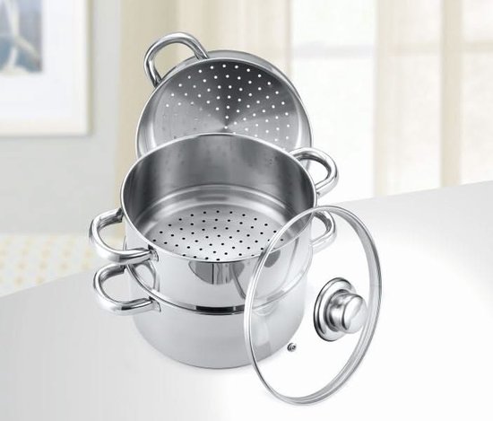 SABUIDDS Stoompan, 30 cm, vijf etages, stoomkoker, roestvrij staal, bio- stoomkoker met glazen afdekking, stoompan, inductie voor alle warmtebronnen, couscous pan, kookpan voor kookpan, inductie SABUIDDS Stoompan, 30 cm, vijf etages, stoomkoker, roestvrij staal, bio- stoomkoker met glazen afdekking, stoompan, inductie voor alle warmtebronnen, couscous pan, kookpan voor kookpan, inductie