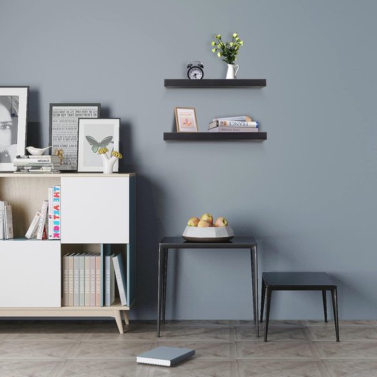 holz4home® Wandplank High zwart ingelijst I 30 x 15 x 70 cm I hoogwaardig MDF en metaal I incl. bevestigingen van staal voor zwevende plank industriële flair