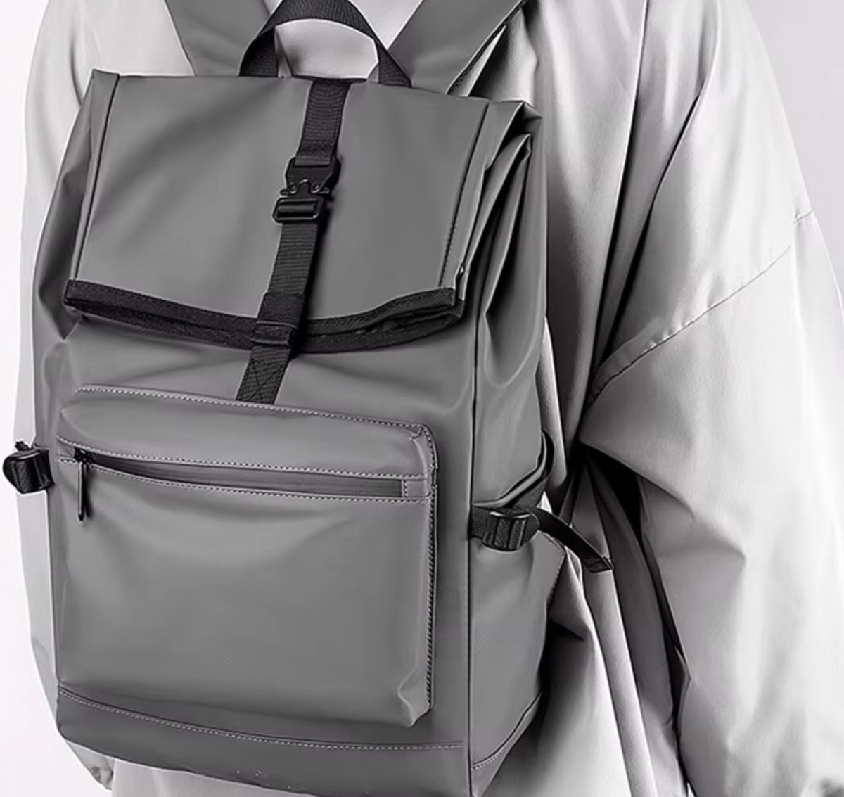 Rolltop Rugzak Grijs - Reistassen - Waterdichte Rugzak - Rugtas - Werktas - fietstas - laptop Rugtas - Backpack Rugzak - Roll-up Rugtas - Backpack Rugzak - Schooltas