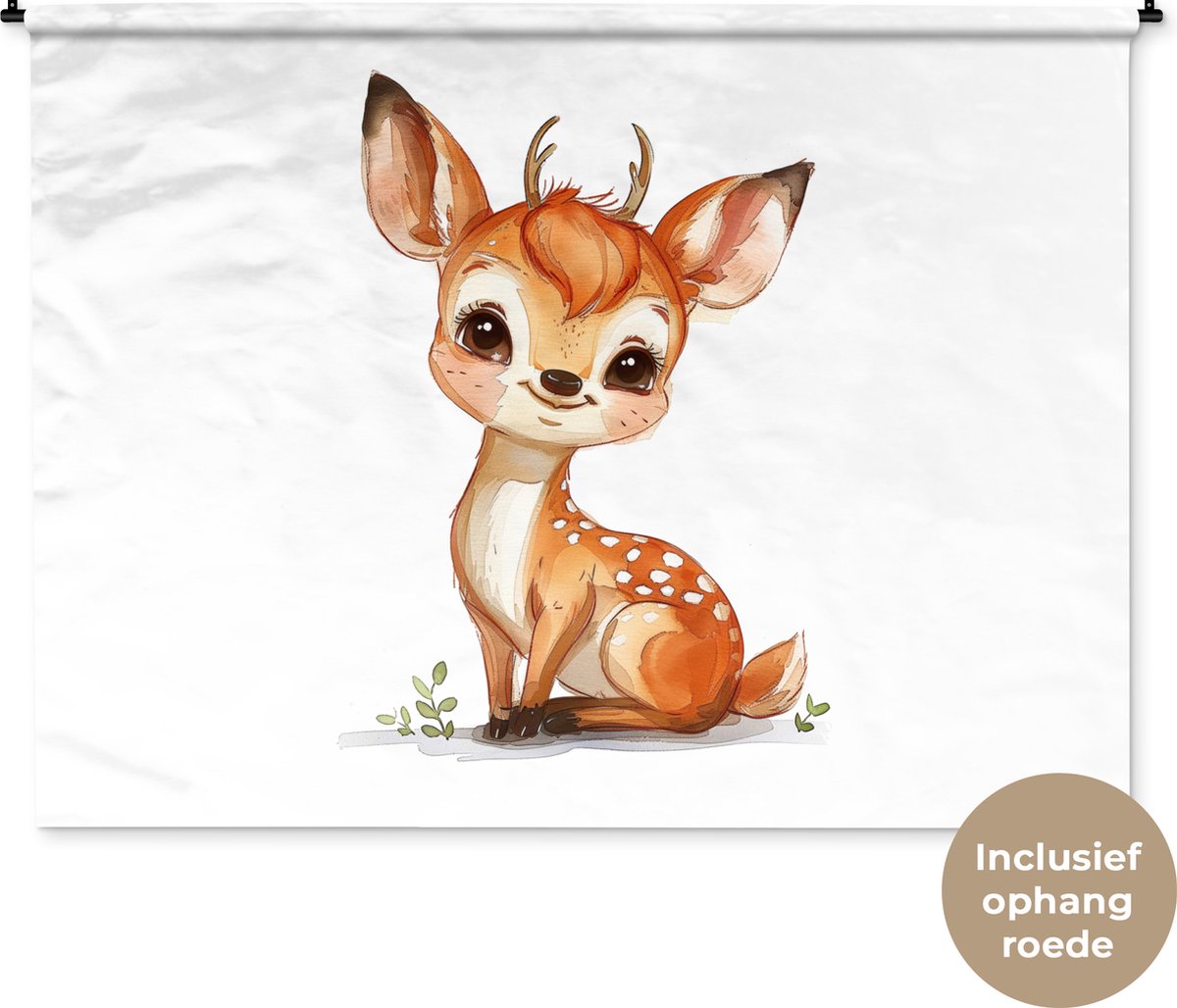 Wandkleed 180x135 cm - Wanddoek Hert - Baby - Dieren - Wandtapijt - Wandkleden