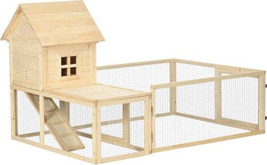 dobar® 23117 Vierkante buitenverblijf, massief hout, opklapbaar konijnenhok met deur, buitenren voor kleine knaagdieren, houten uitloop voor kleine dieren, 100 x 100 x 58,5 cm, natuur/groen