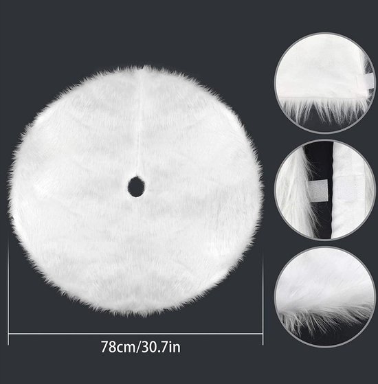Xaosin Kerstboomdeken 120 cm rond, dennenboomdeken, witte kerstboomdeken, pluche kerstboomdeken, grote boomdeken, kerstboomrok voor kerstboomdecoratie