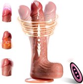 Lovemytoy® Dildo met Verwarming, Vibratie & Zuignap – Stotende Dildo met Afstandsbediening – Waterdicht & Oplaadbaar – Sex Toy voor Vrouwen, Mannen & Koppels
