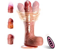 Black Friday Deals - 360° Realistische Vibrerende Dildo met Verwarming & Zuignap – Stotende Dildo met Afstandsbediening – Sex Toy voor Vrouwen – Waterdicht & Oplaadbaar – stoten en draaiende dildo