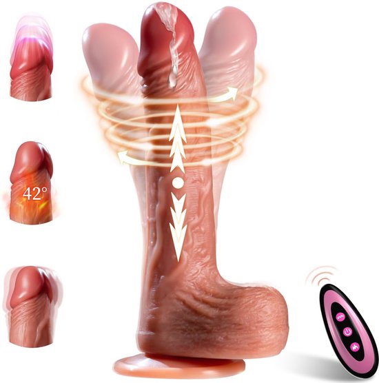 Black Friday Deals - 360° Realistische Vibrerende Dildo met Verwarming & Zuignap – Stotende Dildo met Afstandsbediening – Sex Toy voor Vrouwen – Waterdicht & Oplaadbaar – stoten en draaiende dildo