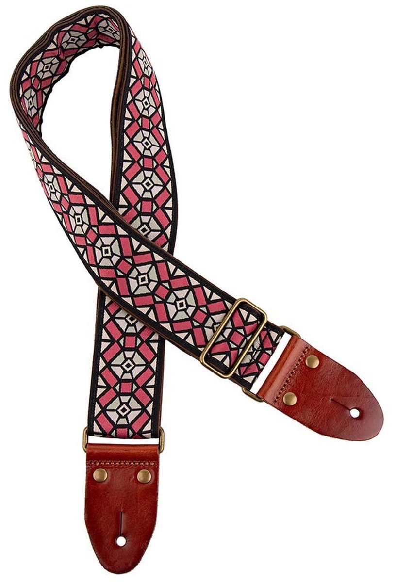 Gaucho GST-1282-3 Classic Jacquard Serie gitaarriem roze/grijs