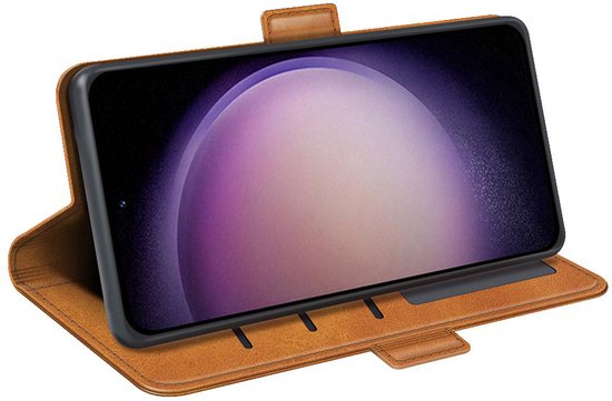 Coque Samsung Galaxy S23 FE - MobyDefend Luxe Wallet Book Case (fermeture latérale) - Marron clair - Étui de téléphone portable - Étui de téléphone adapté pour Samsung Galaxy S23 FE