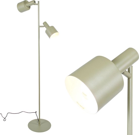 Brons kleurige vloerlamp | velours kap 45 cm groen