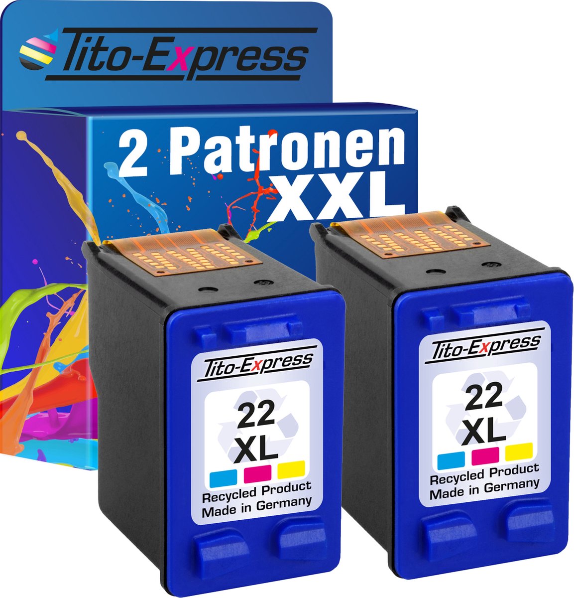 Set van 2x gerecyclede inkt cartridges voor HP 22 XL Kleur