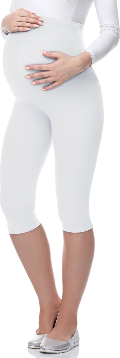 Be Mammy Dames Leggings - Zwangerschapskleding - Capri - Viscose - BE-Leggings-03 - Wit - L