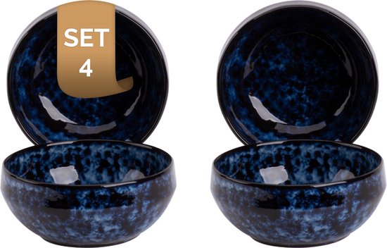 Palmer Bama Blue Bord 15 Cm Blauw Stoneware (Set van 4) • HCA Palmer Bama Blue Bord 15 Cm Blauw Stoneware (Set van 4) • HCA