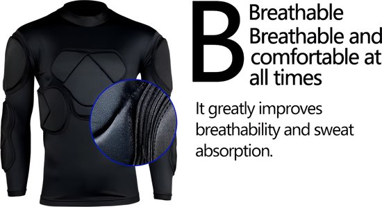 WoYoW® - Maillot et pantalon de gardien de but - Protection rembourrée - Respirant et léger - Logo personnalisé - Homme - Taille M - Manches longues Zwart