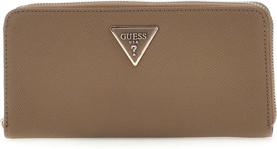 Portafoglio GUESS LAUREL II SLG Grande Con Cerniera, Colore DKO Marrone Scuro, Logo E Dimensioni Uniche