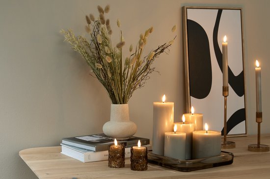 Lifa Living Led kaars set/9 - Lichtgrijs - led kaarsen met bewegende vlam - op batterijen