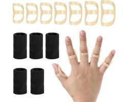 Ovale Vingerspalken en Hulzen Kit - Triggerfinger Artritis Rechttrekken Vingerorthese - 12 Stuks Plus 5 Gebreide Vingerhoezen .