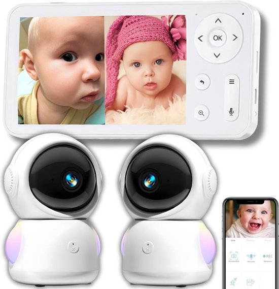 iNeedy Astronaut babyfoon met 2 camera’s en app – 2K scherm resolutie – 4.3 inch – 2025 model
