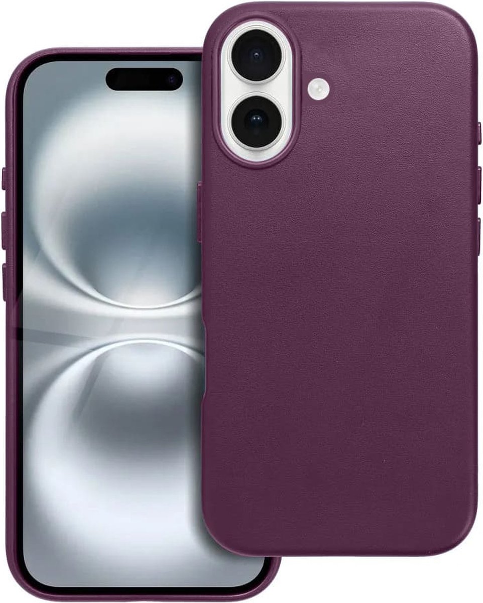 Casify Leren Hoesje geschikt voor MagSafe iPhone 16 Hoesje - Donkerpaars