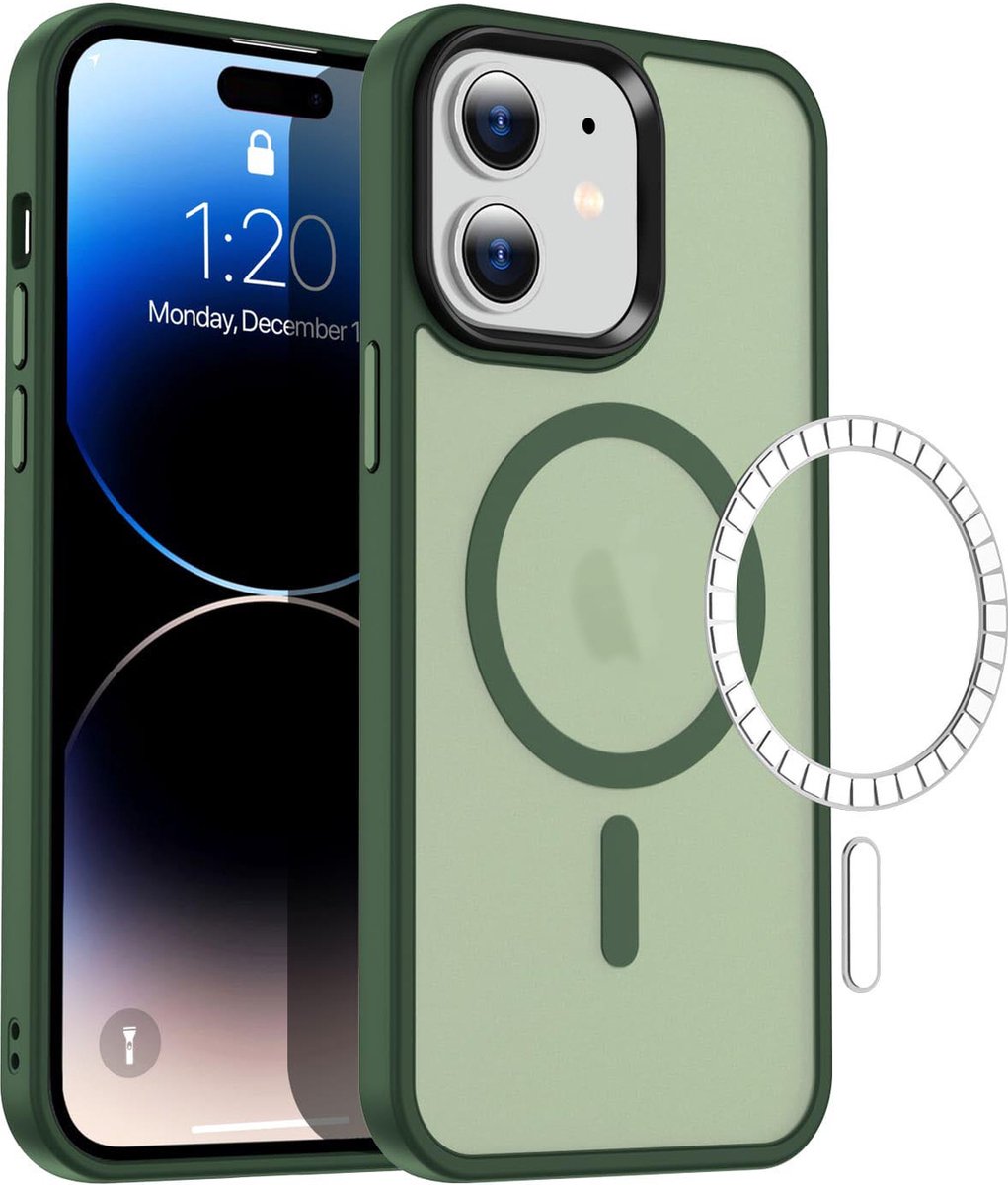 Casify Matte Hoesje geschikt voor MagSafe iPhone 11 Hoesje - Mat Donkergroen