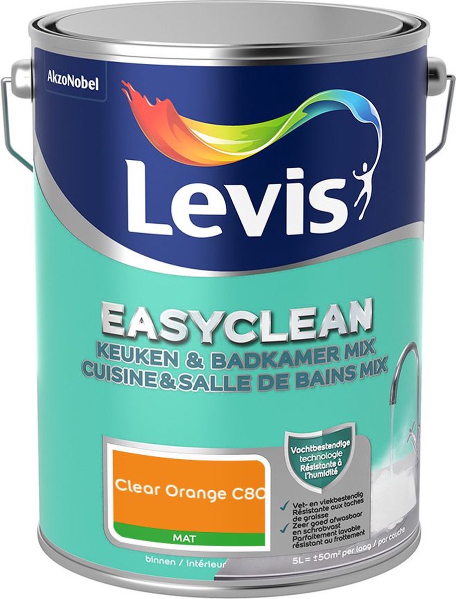 Levis - Easyclean Keuken & Badkamer Mix - Clear Orange C80 - Mengverf - 5 L
