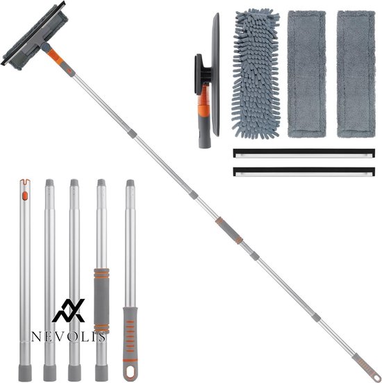 3,85 m telescopische raamwisserset, 2-in-1 professionele