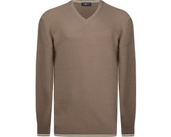 Jimmy Sanders V-Neck Sweater - V Trui - 100% Katoen Heren Bruin - M