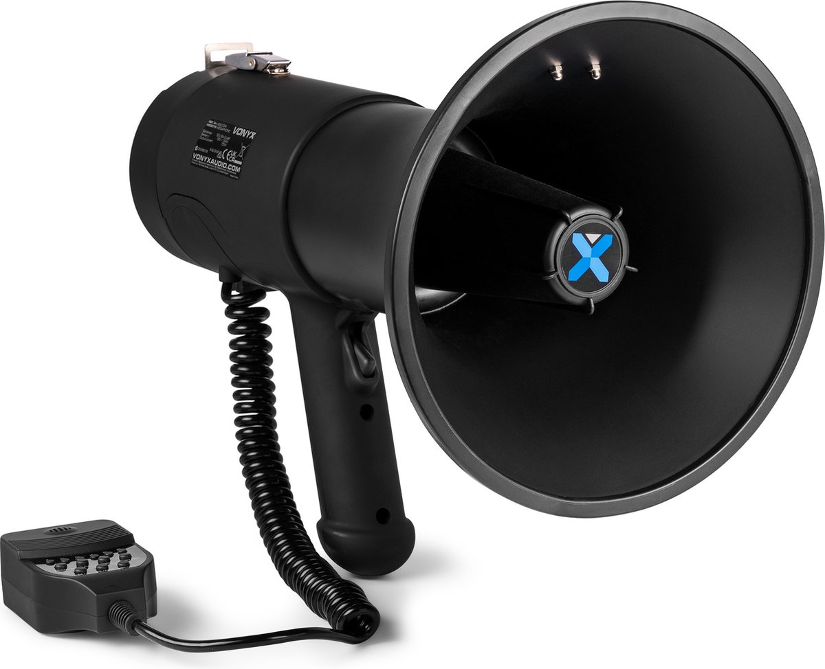 Megafoon matte zwart - Vonyx MEG075 demonstratie megafoon met sirene en Bluetooth - 75W
