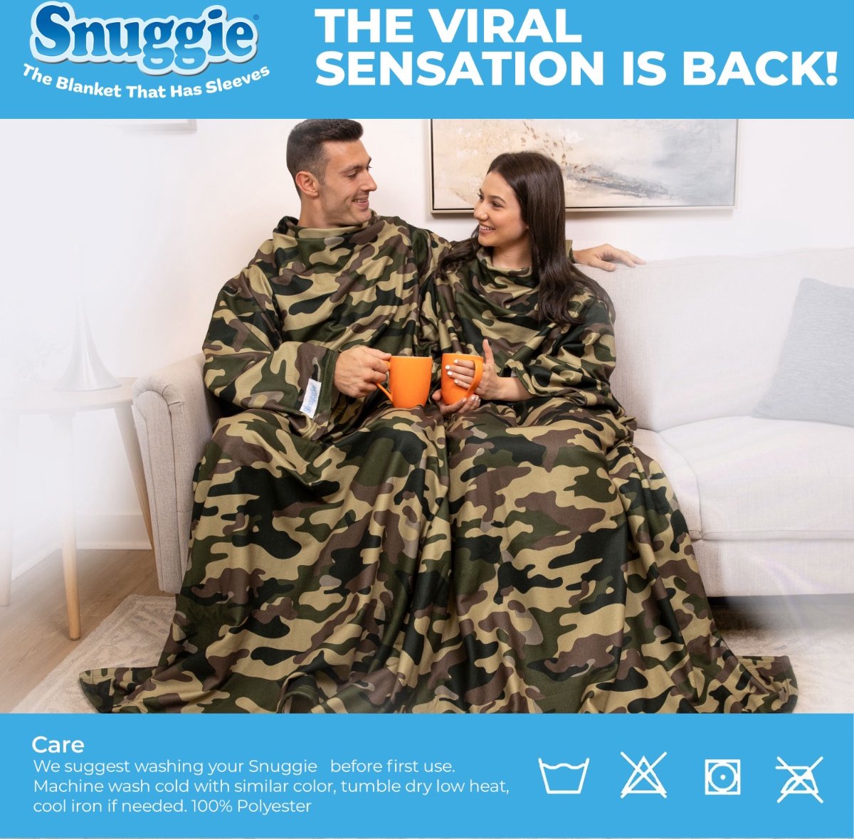 Snuggie Original - Fleece Deken met Mouwen - Green Camo - 180x137cm - Hoodie met Mouwen en Handige Zakken - Warme & Zachte TV Deken — cadeau in Wonen & Interieur - foto 3