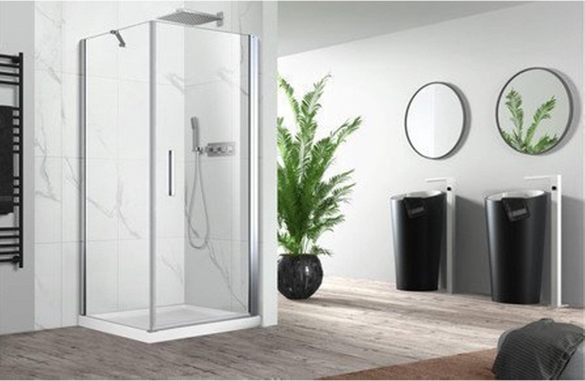 Nemo Pina zijwand 100x200cm 6mm helder veiligheidsglas Chroom gepolijst
