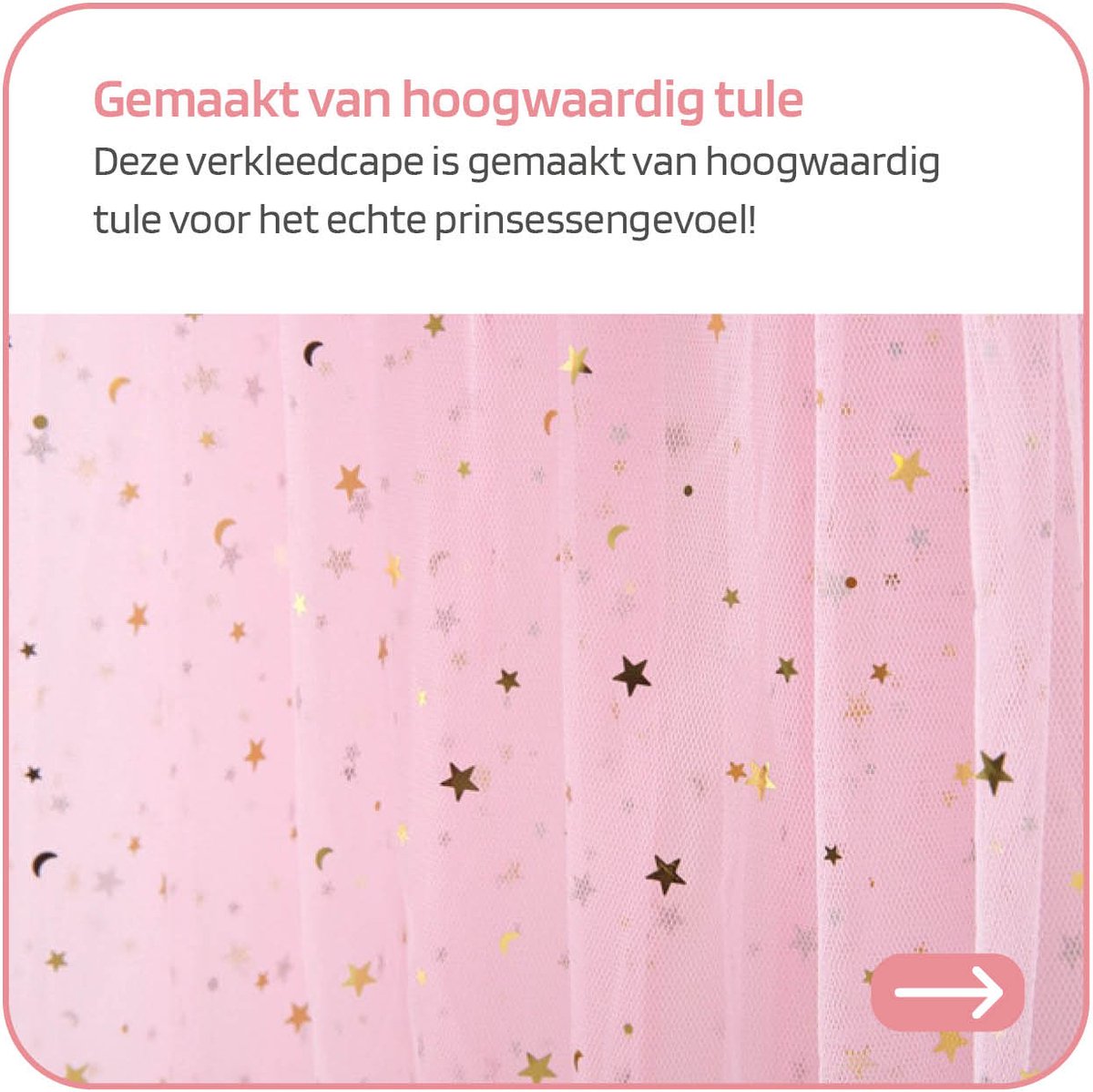 Jobber Toys - Prinsessenjurk Glitter Roze Cape + Kroon + Toverstaf — afbeelding 5