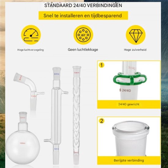 Laboratorium Glaswerk Kit 500 ml Glas Distillatie Instrument Essentiële