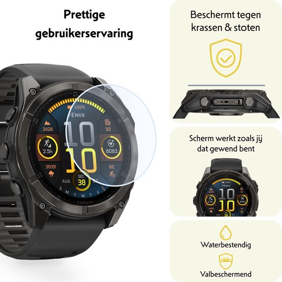 Screenprotector Geschikt voor Garmin Fenix 8 (47 mm) Screenprotector Bescherm Glas Screen Protector - Screenprotector Geschikt voor Garmin Fenix 8 Gehard Glas - 3 Stuks