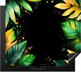 KitchenYeah® Protection plaque induction 60x52 cm - Feuilles - Vert - Jaune - Peinture - Protege plaque de cuisson - Couvre plaque induction - Protecteur d'induction - Cuisine