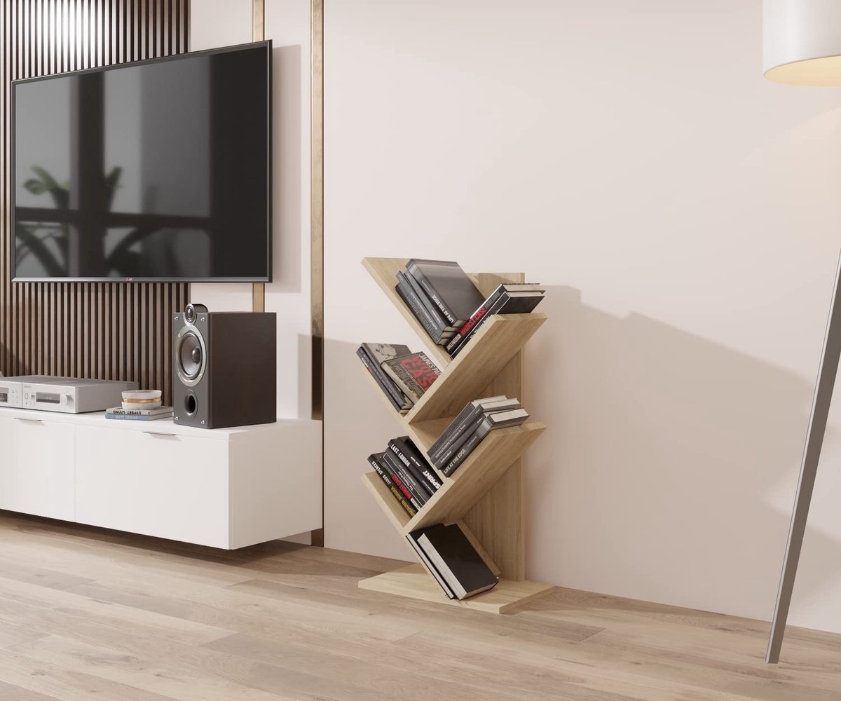 La'Moussawi ® Ruimtevriendelijke Staande Boekenkast met 5 Planken voor Diverse Interieurs