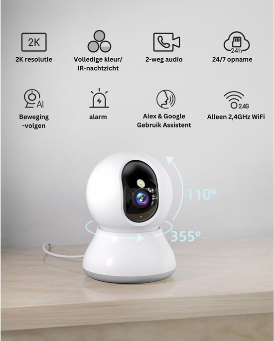 ApexArte® Hondencamera - Huisdiercamera - Babyfoon met Camera en App - Baby Monitor - Full HD - Wit van ApexArte — afbeelding 5