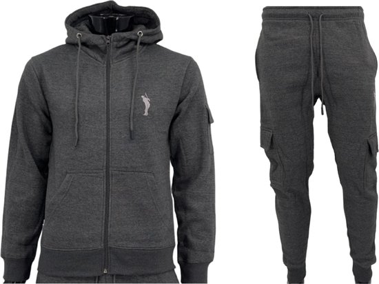 Hitman - Trainingspak Heren - Joggingpak Heren - Cadeau voor Man - Katoen - Donker Grijs - Maat XL