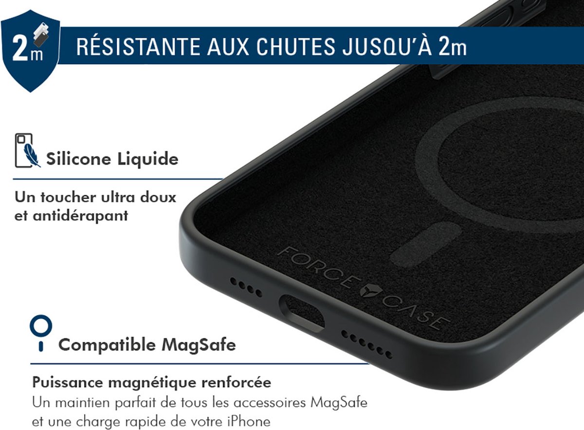 Force Case, Beschermhoesje Geschikt voor Apple iPhone 16 Plus Ultra-Rugged MagSafe Compatible in siliconen, Zwart
