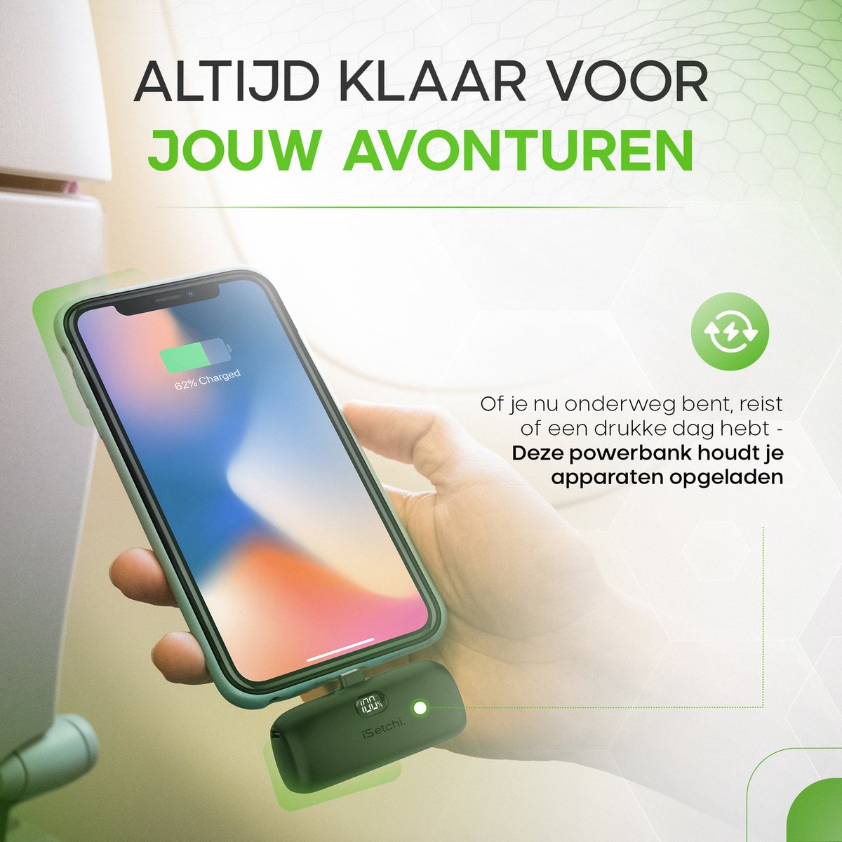 iSetchi Mini Powerbank 5000 mAh USB-C Zwart - afbeelding 3