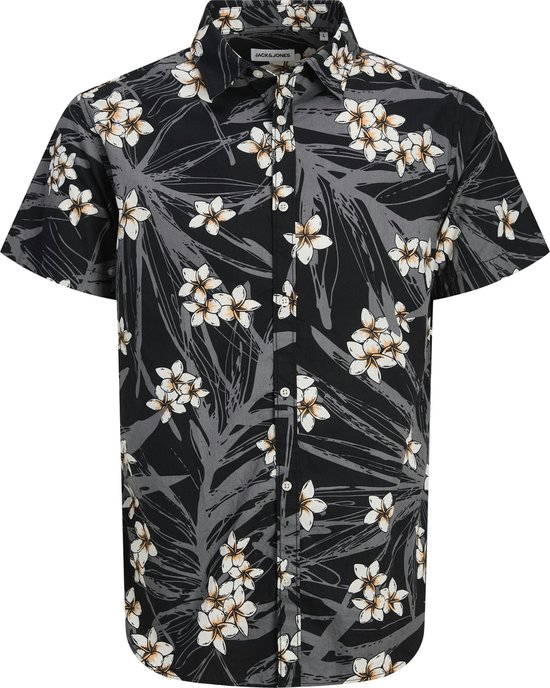 JACK&JONES PLUS JJHAWAII AOP SHIRT SS PLS Heren Overhemd - Black