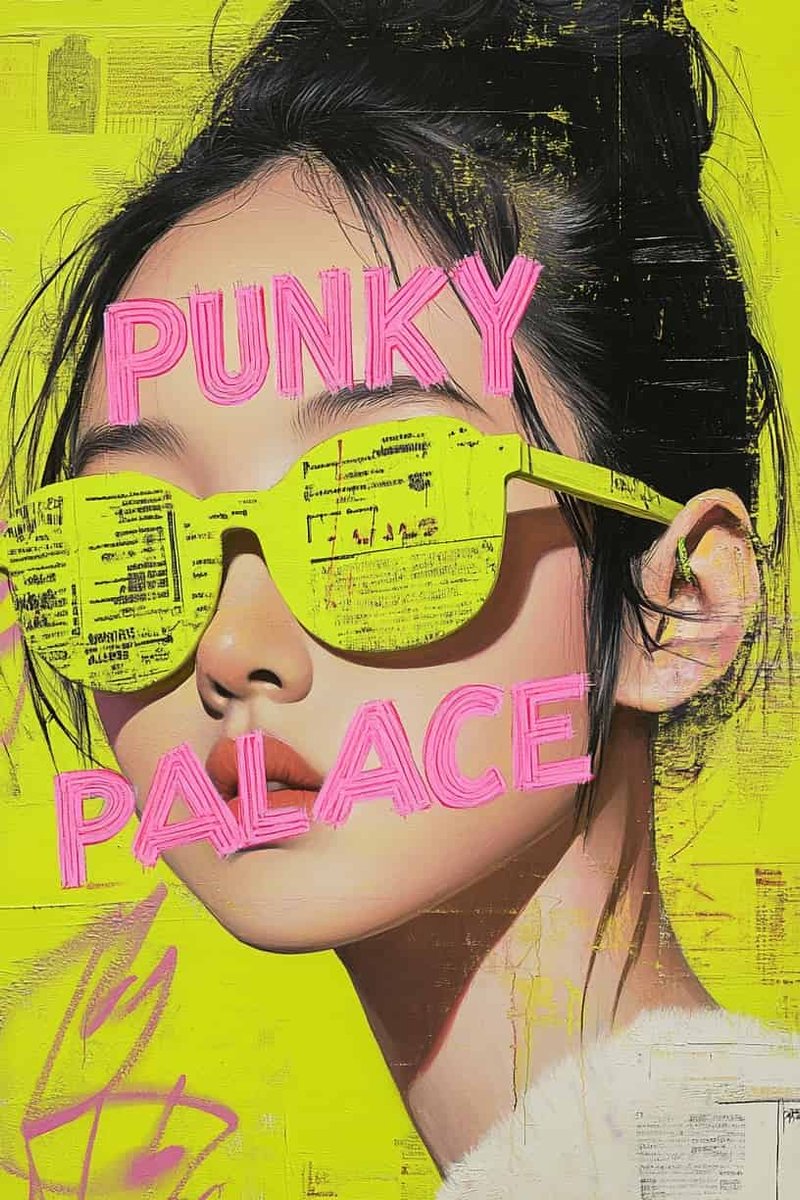 Punky Palace Poster - Tekst - Graffiti - Mode - Kunst - Straatkunst - Kleurrijk - Punk - Edgy - posters - formaat 60x90cm - Wanddecoratie - 4707