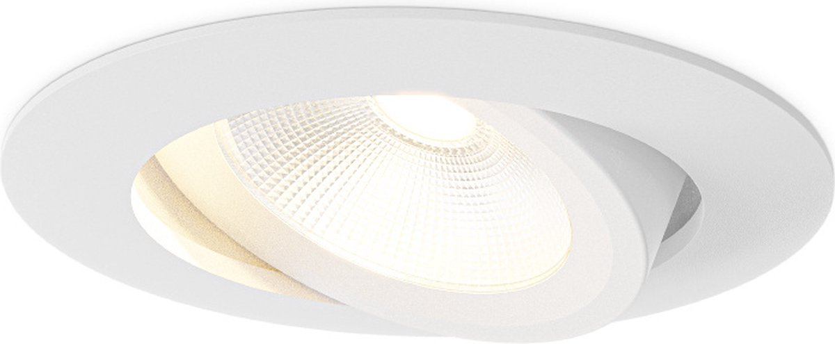 HOFTRONIC Lugo LED inbouwspot kantelbaar – 5 watt 450 lumen 2700K warm wit – dimbaar – aluminium wit – IP65 – badkamer inbouw spot buiten plafondspots dimbare led spots