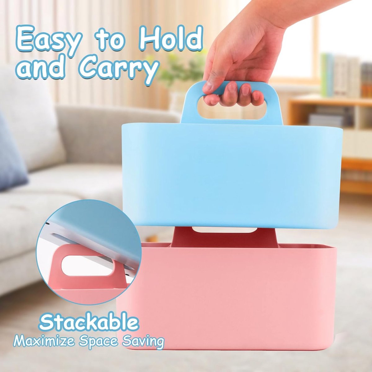 mDesign - Organizer voor teken- en knutselspullen - opbergbox/bureau- organizer - praktisch/plastic/met handvat/met compartimenten - Marineblauw