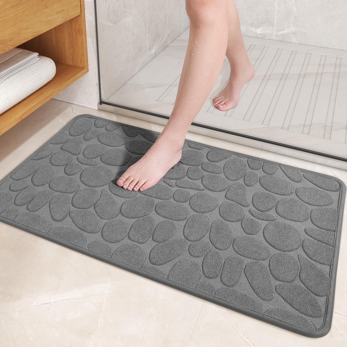 La'Moussawi ® Zachte Grijze Badkamermat met Antislip en Waterabsorberende Eigenschappen voor Douche en Toilet