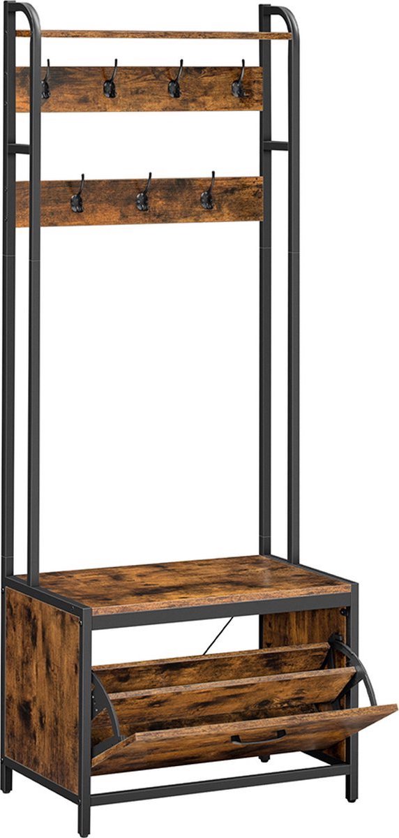 Homesy Kapstok – Met schoenenkast vintage bruin –zwart