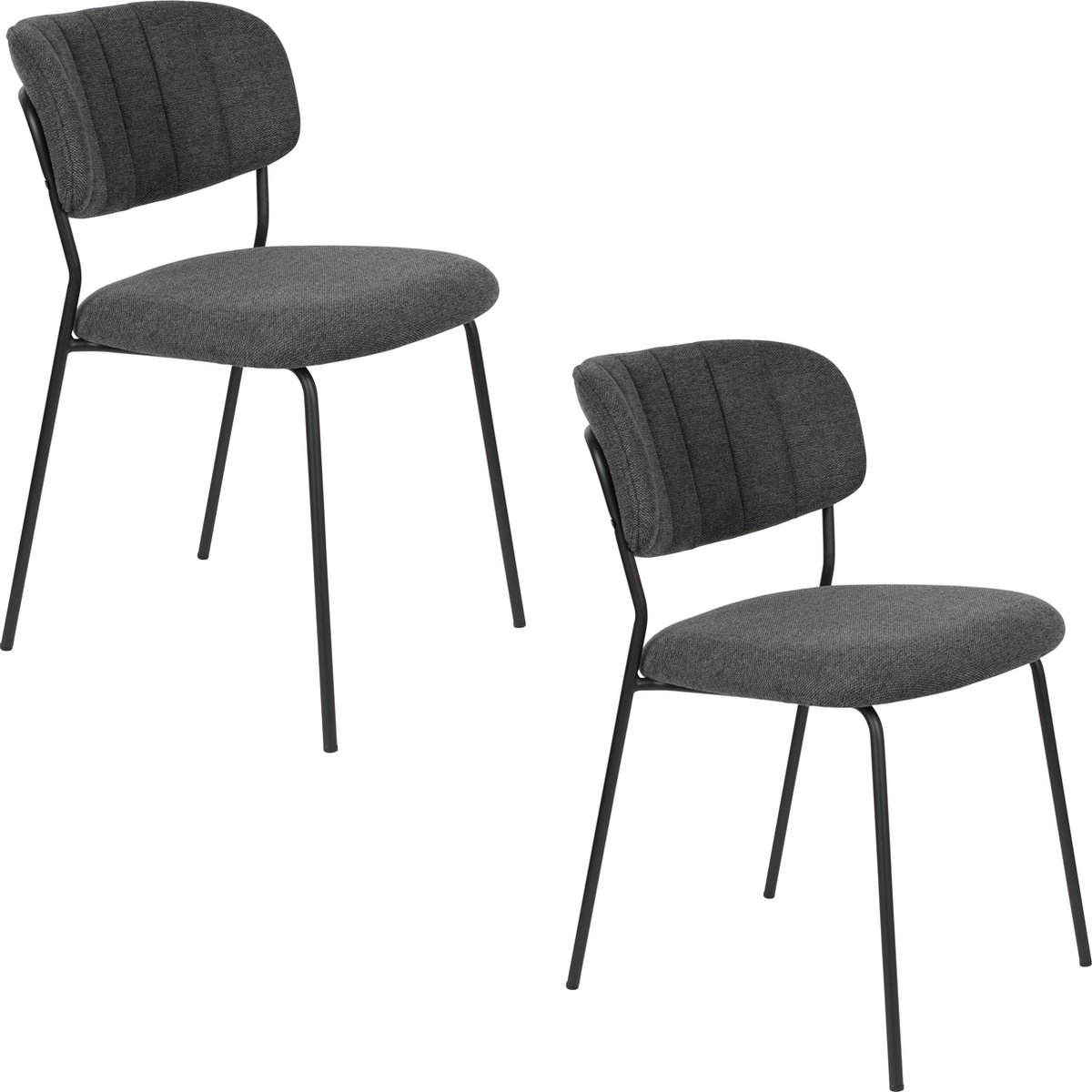 Housecraft Living Jolien Eetkamerstoelen Zwart/ Grijs - Set van 2